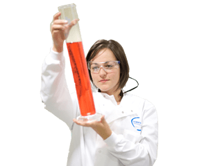Scientist with sample in lab coat