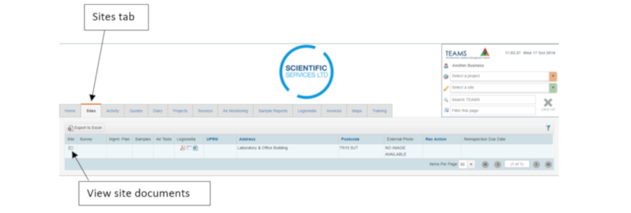 Screenshot of Scientific Services customer portal
