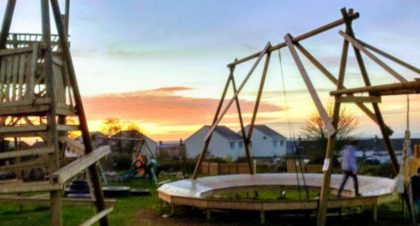 Children playing at Gwealan Tops Adventure Playground