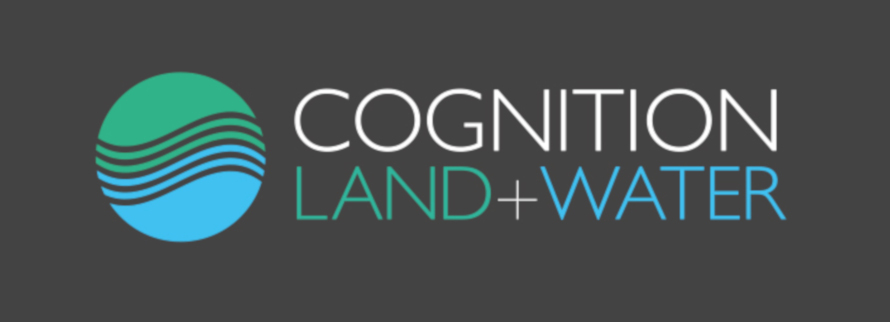 Cognition Land and Water Company Logo Cognition Land and Water blue, green and grey logo