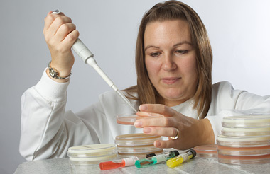 Image of legionella consultant with samples