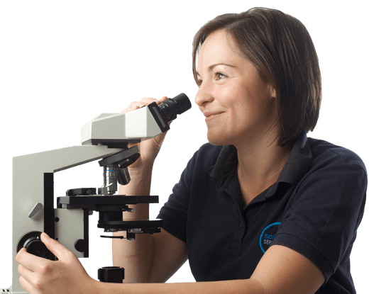 Consultant with microscope