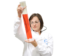 Scientist with sample in lab coat