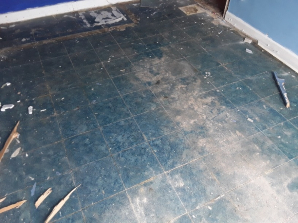 Blue vinyl floor tiles