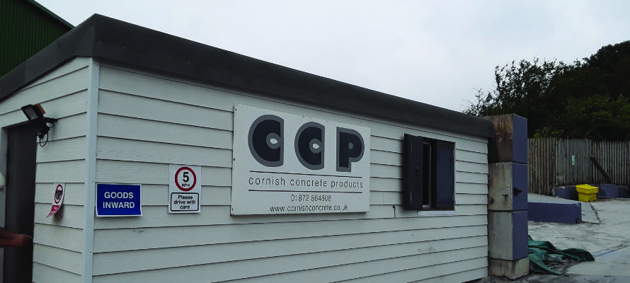 CCP Building Building at Cornish Concrete Products with Signage