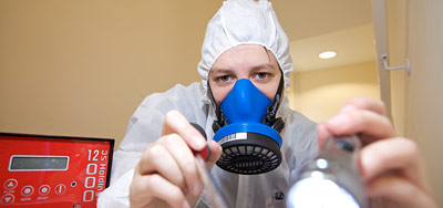 Asbestos surveyor at work
