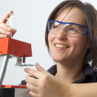 Asbestos analyst with equipment