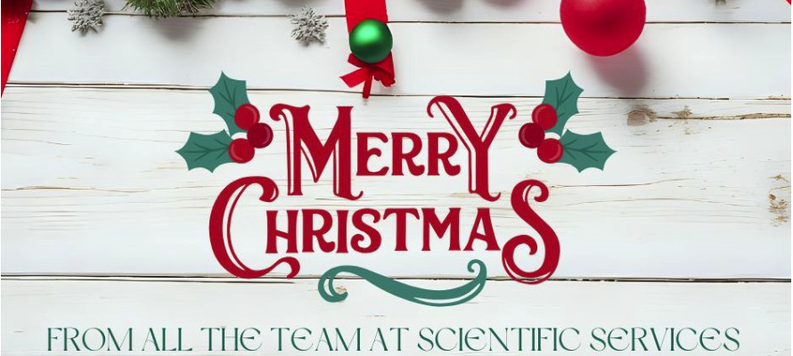 Christmas decorations and a Merry Christmas wish from Scientific Services